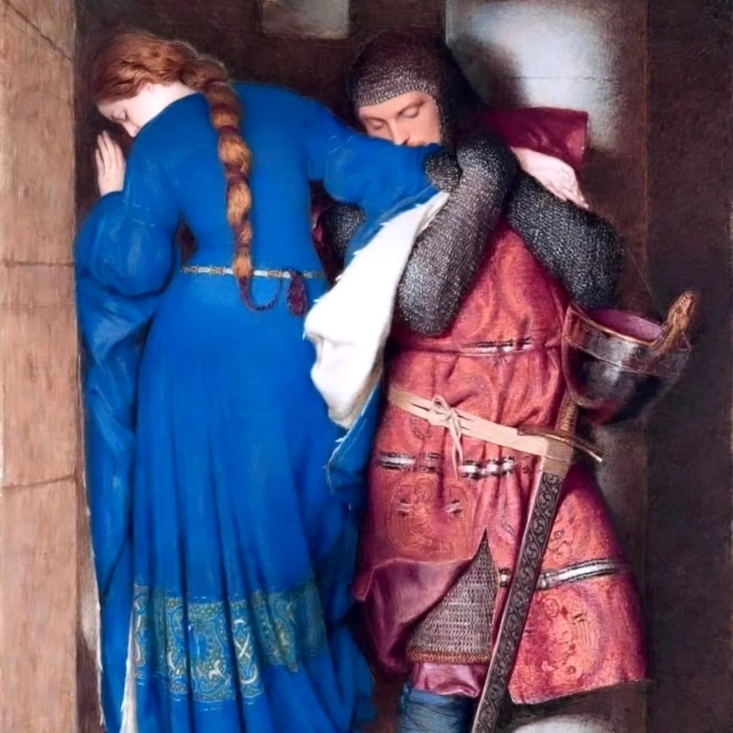 A Fleur de Peau - Professionelles Tattoo Studio - Das Gemälde Hellelil und Hildebrand, die Begegnung auf der Turmtreppe von Frederic William Burton
