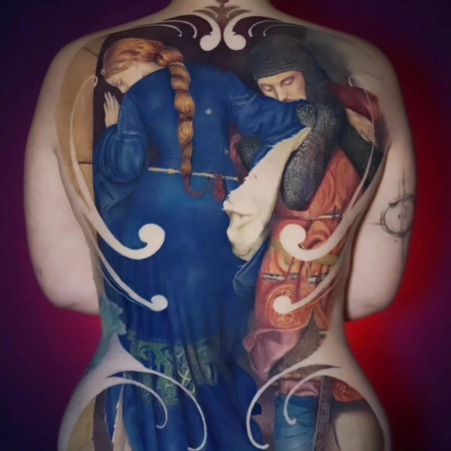 A Fleur de Peau - Professionelles Tattoo Studio - Das Tattoo Hellelil und Hildebrand, die Begegnung auf der Turmtreppe von Frederic William Burton