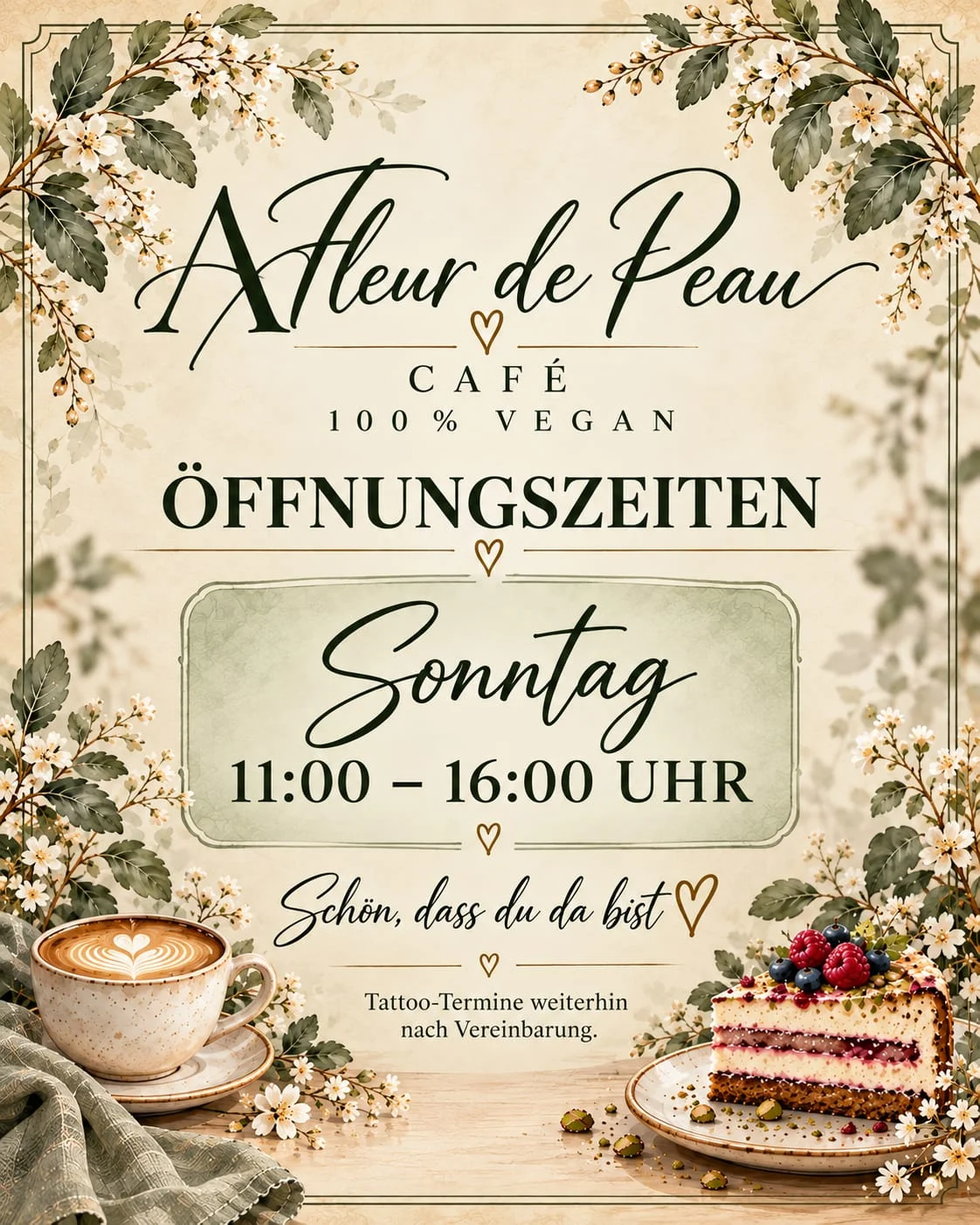 A Fleur de Peau Café - Flyer Öffnungszeiten