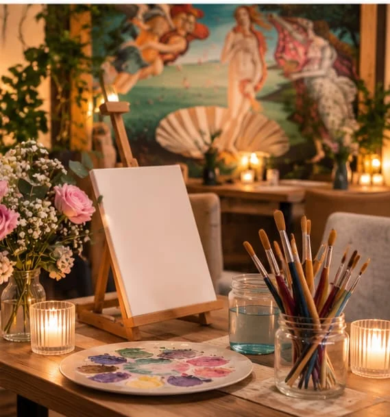 A Fleur de Peau Café - Staffelei und Pinsel zum Malen